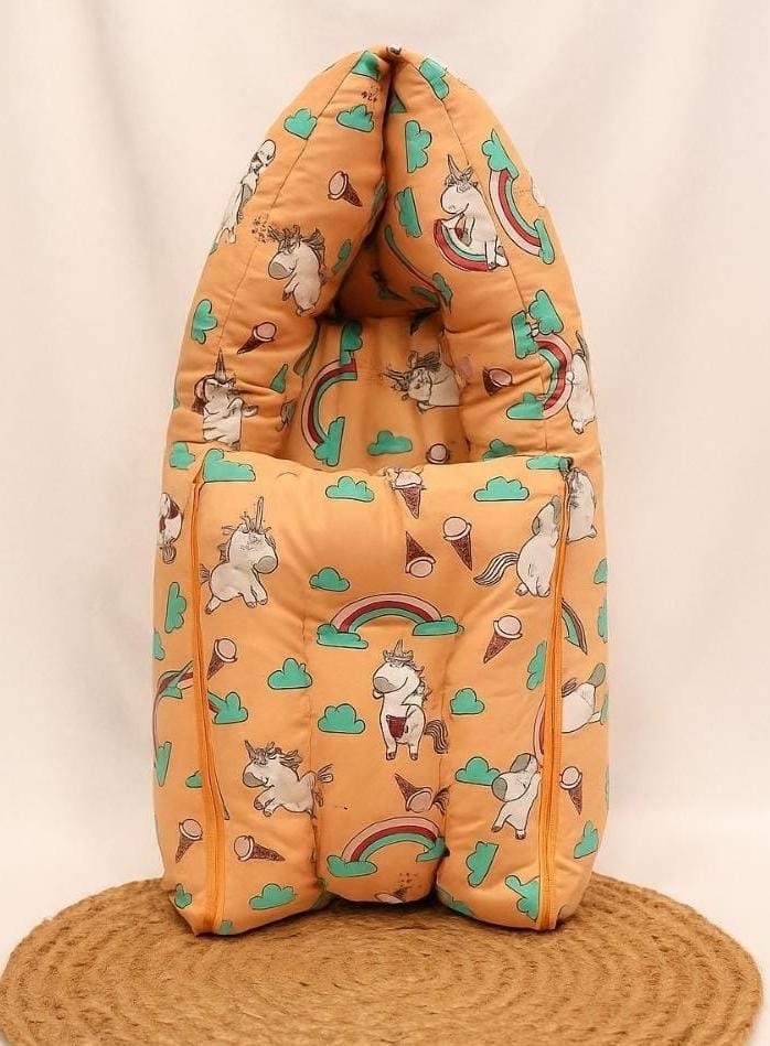Pure Cotton Premium Newborn Baby Carry Bed | Soft & Portable Infant Sleeping Nest code:NBE-orange unicron